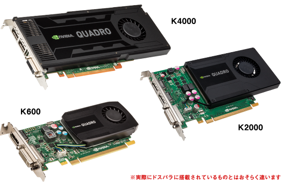 K4000 2GB、K2000 2GB、K600 1GB